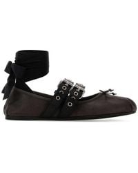 Miu Miu - Dark Leather Ballerinas - Lyst