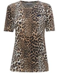 Ganni - Animal Print Crew Neck T-Shirt - Lyst
