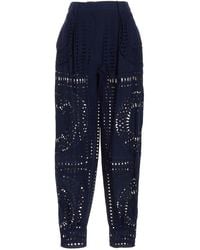 Alberta Ferretti - Embroidered Cotton Pants - Lyst