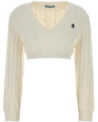 Prada - Knitted V Neck Sweater - Lyst