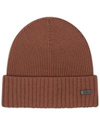 BOSS - Knitted Logo Beanie Cap - Lyst