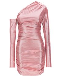 ANDAMANE - Draped Lurex Ribbed Mini Dress - Lyst