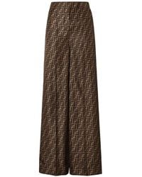 Fendi - Ff Silk Wide-Leg Trousers - Lyst
