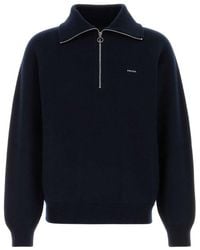 Prada - Midnight Wool Blend Polo Shirt - Lyst