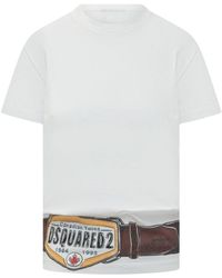DSquared² - T-Shirt With Stampaint Belt - Lyst