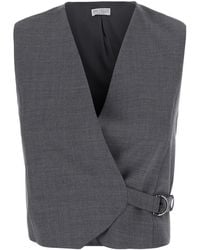 Brunello Cucinelli - Solid V Neck Top - Lyst