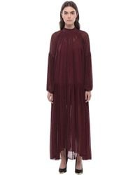 Stella McCartney - Pleated Mock Collar Maxi Dress - Lyst