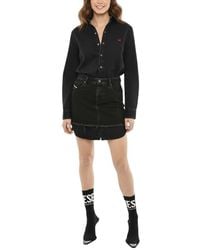 DIESEL - Solid Shirt Collar Mini Dress - Lyst