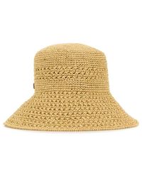 Miu Miu Palmetto Raffia Hat in White | Lyst