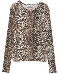 Ganni - Animal Print Round Neck T-Shirt - Lyst