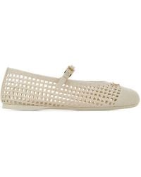 Prada - Ivory Crochet Ballerinas - Lyst