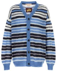 Marni - Logo-Embroidered Striped Mohair-Blend Cardigan - Lyst