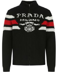 Prada - Black Cashmere Cardigan - Lyst