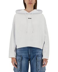 MSGM - Logo Hood Sweatshirt - Lyst