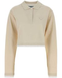 Prada - Logo Shirt Collar Polo - Lyst