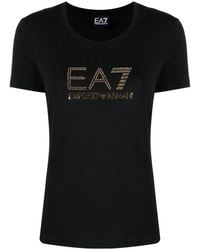EA7 - Logo Round Neck T-Shirt - Lyst
