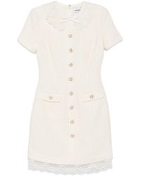 Self-Portrait - Bouclé Mini Dress - Lyst