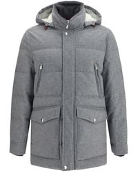 Brunello Cucinelli - Down Jacket Cashmere Light-Lead/Lead Padded - Lyst