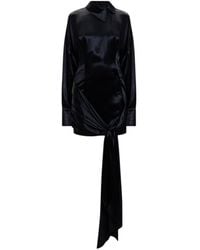 The Attico - Solid Shirt Collar Mini Dress - Lyst