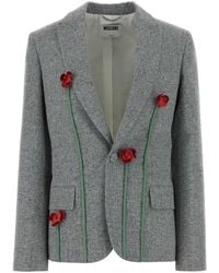 Moschino - Embroidered Notched Lapel Jacket - Lyst