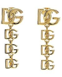 Dolce & Gabbana - Golden Dg Logo Pendant Earrings - Lyst