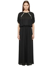 Pinko - Embellished Round Neck Maxi Dress - Lyst
