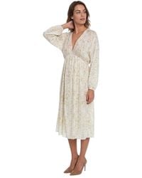 Samsøe & Samsøe - Off Floral V Neck Midi Dress - Lyst