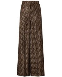 Fendi - Ff Silk Wide-Leg Trousers - Lyst