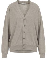 Lemaire - Light Taupe Wool Relaxed Twisted Cardigan - Lyst