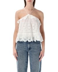Isabel Marant - Embroidered Halter Neck Top - Lyst
