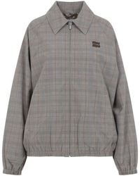 Miu Miu - Checks Shirt Collar Jacket - Lyst