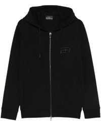 Emporio Armani - Logo-Embroidered Hoodie - Lyst