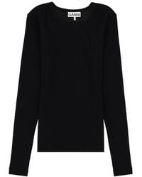 Ganni - Solid Round Neck Top - Lyst