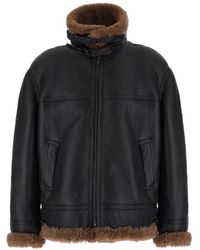 Saint Laurent - Saint Laurent Shearling-Lined Leather Jacket - Lyst