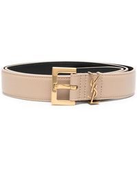 Saint Laurent - Dark Logo Buckle Solid Belt - Lyst