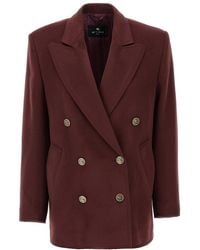 Etro - Double-Breasted Jacket With Logo Detail On Buttons - Lyst