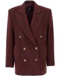 Etro - Double-Breasted Jacket With Logo Detail On Buttons - Lyst