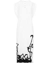 Lanvin - Sleeveless Midi Dress With Pleated Design - Lyst