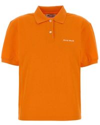 Miu Miu - Logo Shirt Collar Polo - Lyst