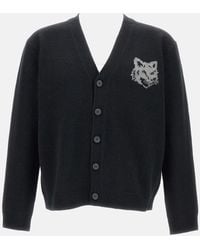Maison Kitsuné - Fox Head Intarsia Merino Cardigan - Lyst