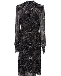 Prada - Printed Silk Blend Dress - Lyst