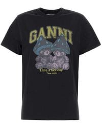 Ganni - Graphic Crew Neck T-Shirt - Lyst