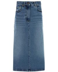 Prada Long Denim Skirt in Blue | Lyst