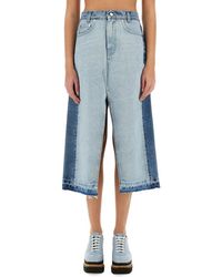 Stella McCartney - Denim Skirt With Contrasting Panel - Lyst