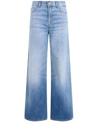 7 For All Mankind - Wide-Leg High-Waist Trousers - Lyst