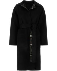 Burberry - Black Wool Reversible Coat - Lyst