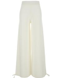 Max Mara - Wool Wide Leg Pants With Elastic Waist Virgin Trousers - Lyst