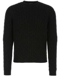 Prada - Prada Cable-Knit Wool Blend Sweater - Lyst