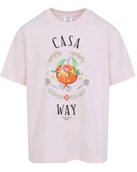 CASABLANCA - Round Neck Printed T-Shirt - Lyst