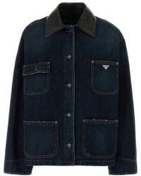 Prada - Logo Shirt Collar Jacket - Lyst